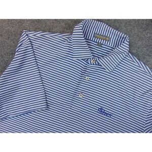 St Ives Golf Polo Shirt Mens Med Blue White Stripe Peter Millar Summer Comfort